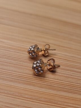 18KGL Gold Filled Cubic Zirconia Cube Stud Earrings